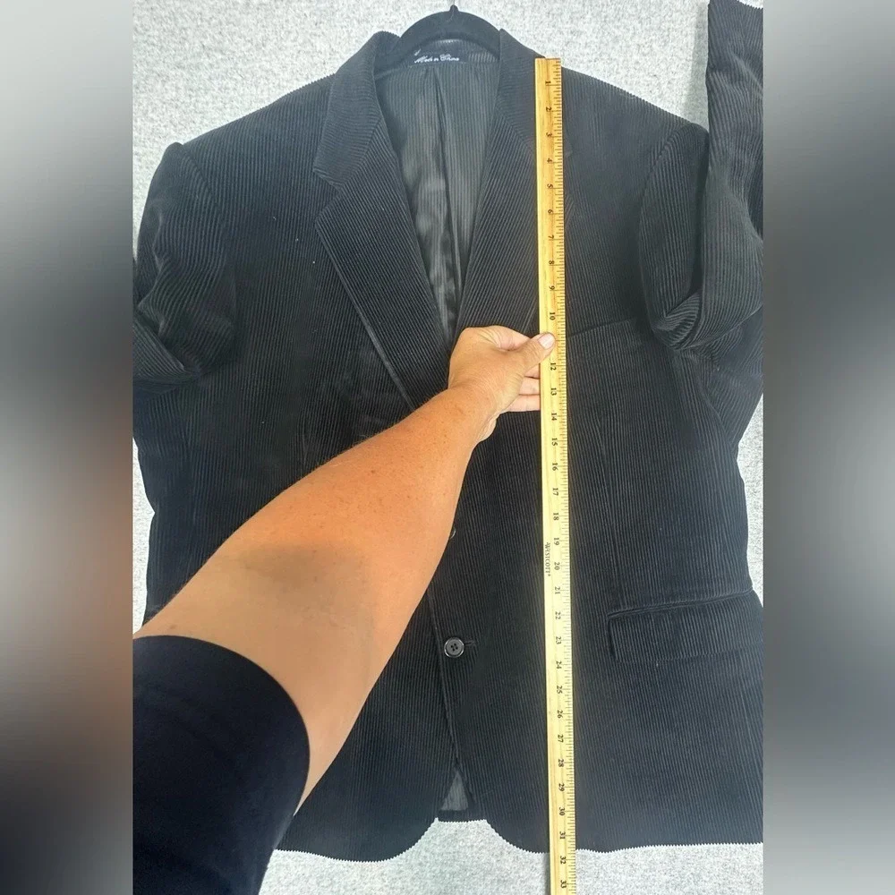 J.G. Hook Blazer Mens 48R Black Corduroy Sport Coat 2 Button Notch Lapel Lined